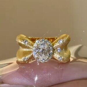 NEW vintage style Brushed 14k Gold Filled Lab Diamond Adjustable Ring